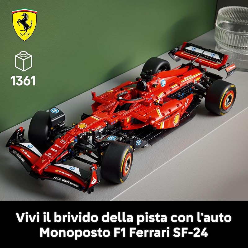 Technic Monoposto F1 Ferrari SF-24 - Modello di Auto Formula 1 da Collezione in Scala 1:8 con Motore V6, Cambio, Sterzo e DRS, Idea Regalo per Adulti, Uomo e Donna Fan Sport Motoristici 42207