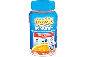 Emergen-C Immune+ Triple Action Immune Support Gummies, BetaVia (R), 1000mg Vitamin C, B Vitamins, Vitamin D and Antioxidants, Super Orange, Back to School Essentials - 45 Count