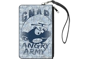 Buckle-Down The Smurfs Wallet, Zip Clutch, The Smurfs Gnap Angry Army Pose Blues Grays, Canvas, Multicolor, LARGE, Casual