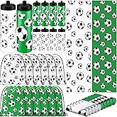 FuWeave 36 Pcs Soccer Water Bottle Drawstring Bag Cooling Towel Set Include 12 Squeeze Water Bottle 12 Drawstring Backpack 12 Cooling Towels for Team Gifts Sport Events Party Favors