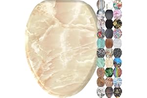 Sanilo Soft Close Toilet Seat ELONGATED, Quiet and Slow Close Lid and Seat, Strong Bumpers and Hinges, Marble Nature