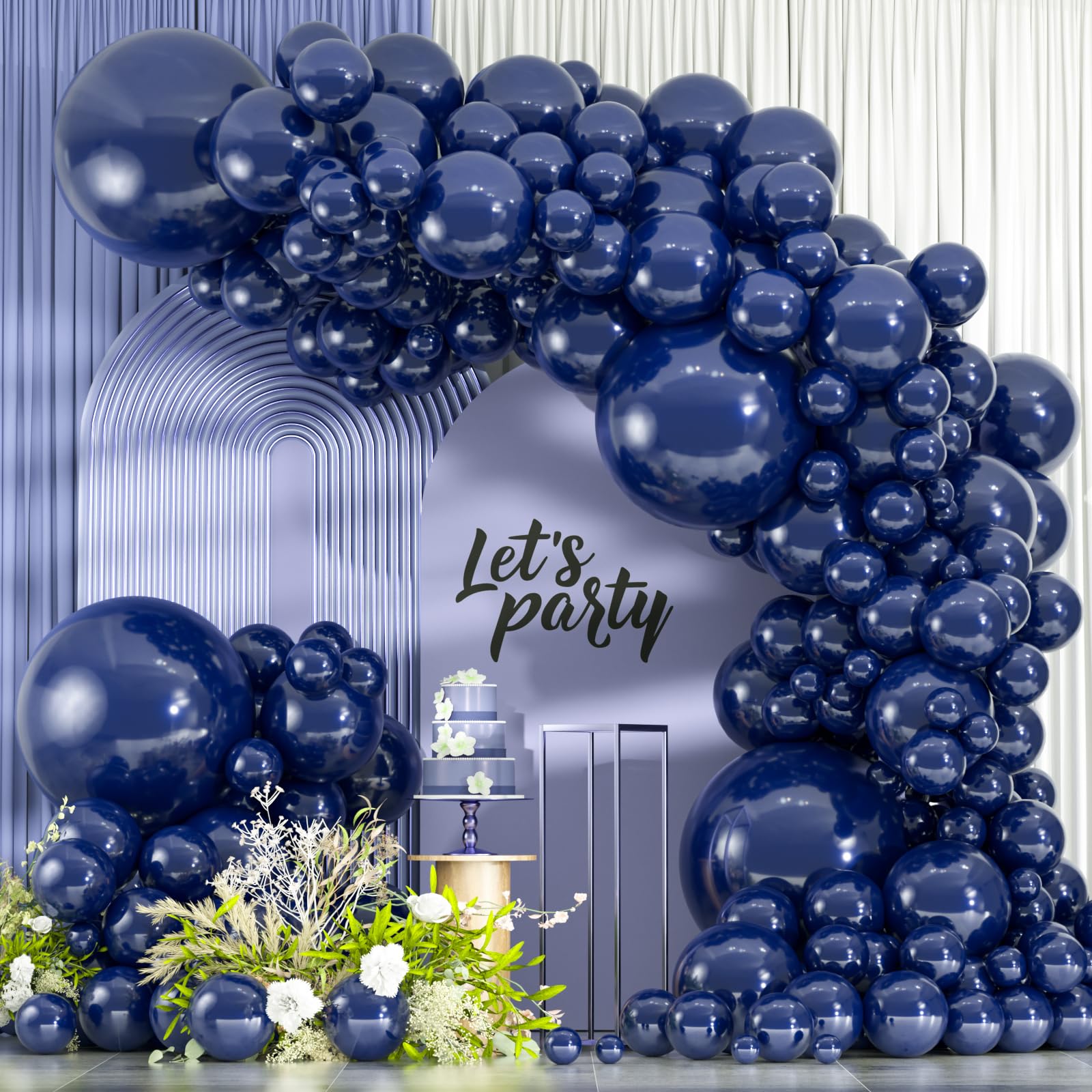 Photo 1 of 25 pcs Navy Blue Balloons, 18 12 10 5 inch Nile Blue Balloons Garland Arch kit, Different Sizes Navy Balloon for Graduation Wedding Baby Shower Birthday Party Decorations