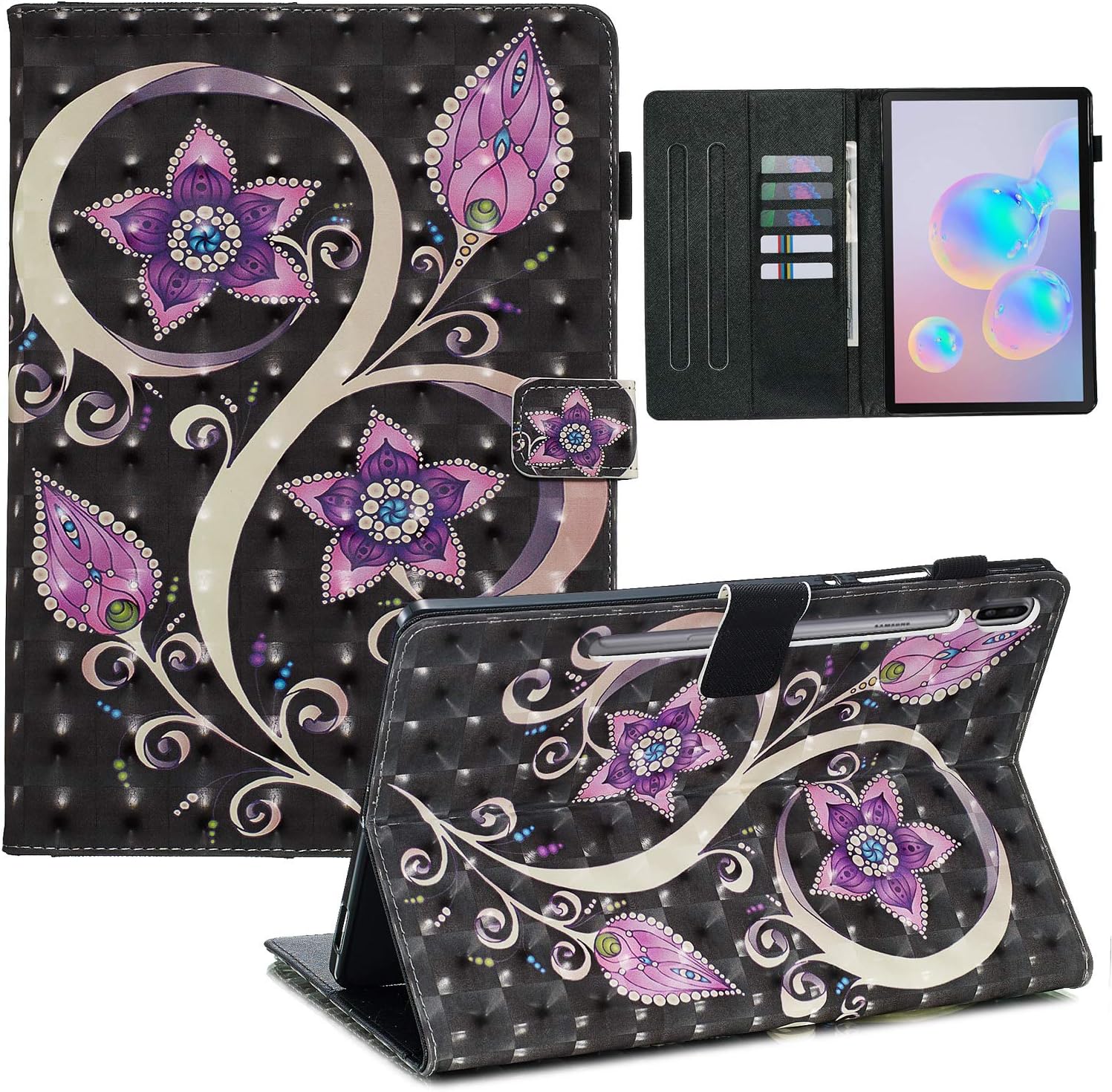 Galaxy Tab S6 10.5 Smart Case, Peacock Flower Pattern 3D Painting Folio Leather Case with Auto Wake/Sleep Function for Samsung Galaxy Tab S6 10.5" SM-T860/T865/T867 2019 Model