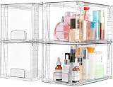 Vtopmart 4 Pack Stackable Clear Acrylic Drawers with Handles 30.5x19x17.8 cm