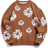 ZAFUL Oversized Mens Sweater Graphic Casual Crewneck Pullover for Y2K Vintage Streetwear Long Sleeve Aesthetic Knitwear