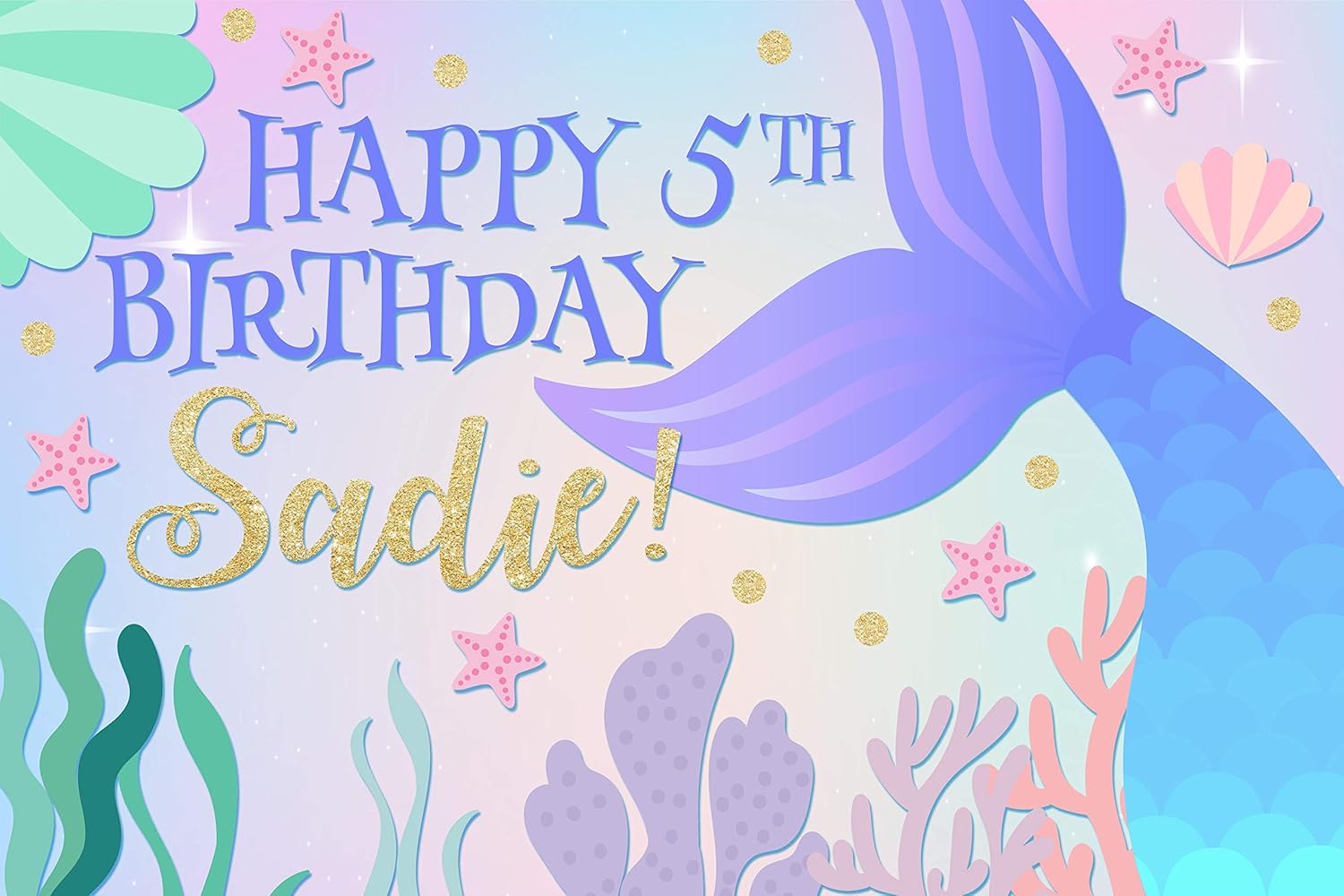 Amazon Com Mermaid Birthday Banner Personalized Party Decoration