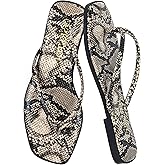 SKETOE Flip Flops for Women Square Toe Flat Sandals for Women Comfortable Thong Sandals Vegan Leather Flip Flops Lightweight Summer Beach Sandals Dressy Vacation Essentials Slides