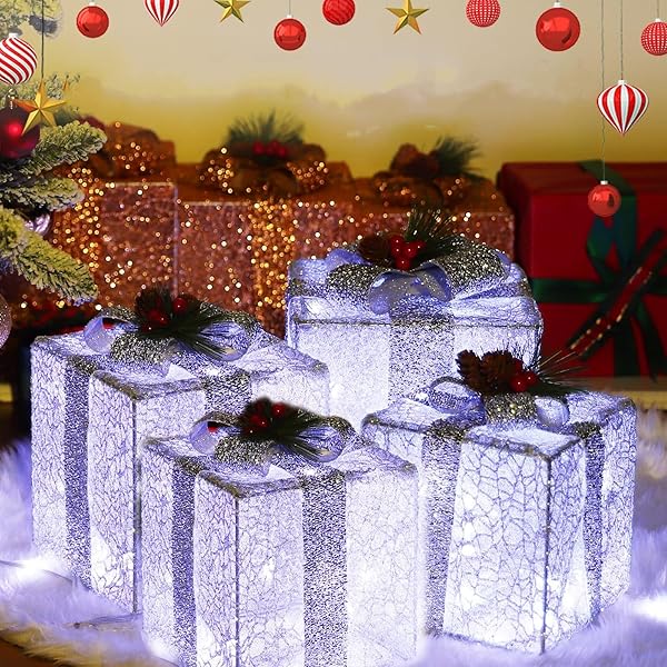 ATTGREAT CHRISTMAS LIGHTED GIFT BOXES, 100 LED LARGE...