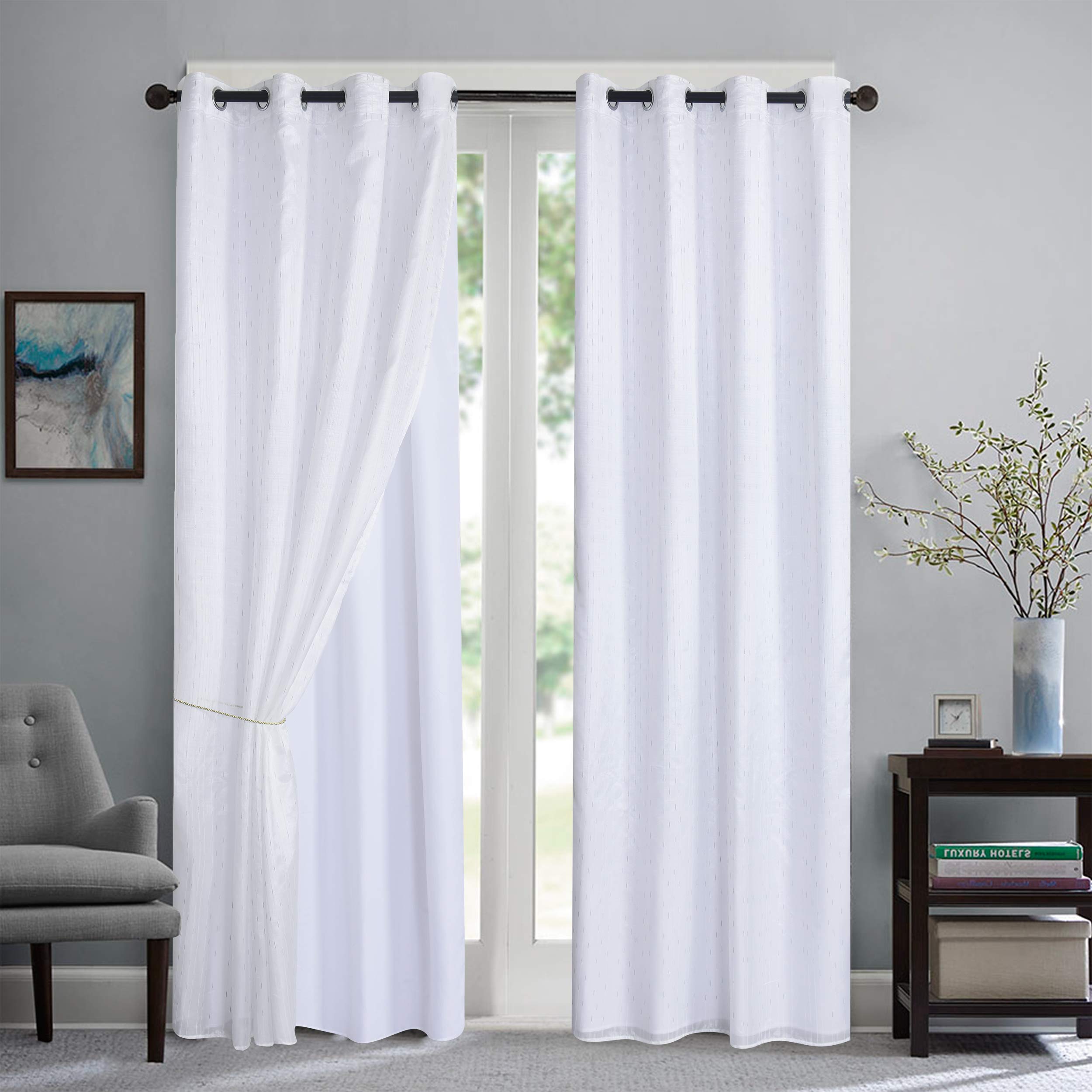 Megachest two layer lined curtain with fancy design (white silver shooting star) 138cmX 280cm dropX2PCS