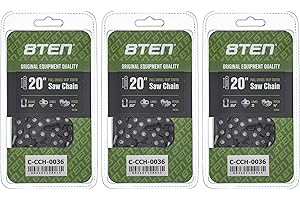 8TEN Full Chisel Skip Tooth Chainsaw Chain 20 Inch .050 3/8 72DL for Husqvarna 455 Rancher Stihl MS 270 Poulan (3 Pack)
