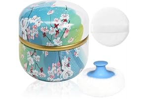 W M G WEMEGA WEMEGA Body Powder Case with Powder Puff Powder Container Tea Box for Baby and Women Powder Puff and Powder Case for Travel (Spring1)