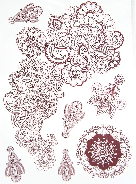 Amazon Rondel Black ロンデルブラック 腕や脚にヘナ タトゥーシール フラワー １シート ビッグサイズ Tattoo Sd5521 タトゥーシール 通販