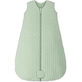 Unnivoll Baby Sleep Sack 6-12 Months TOG 2.5 Winter Baby Wearable Blanket, 100% Cotton Fabric Newborn Infant Sleeping Sack 2-Way Zipper Quilted Baby Sleep Bag, Warm Soft Green