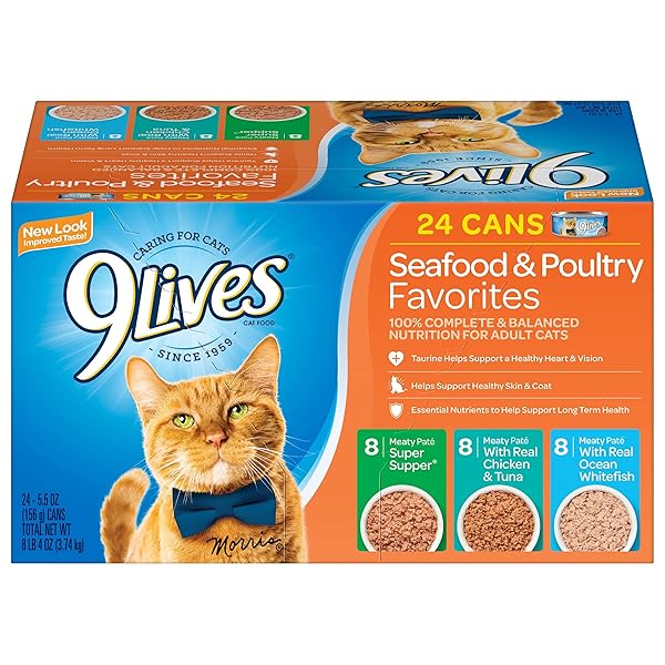 9LIVES SEAFOOD & POULTRY FAVORITES WET CAT FOOD VARIETY 5.5 OUNCE CAN (PACK OF 24)