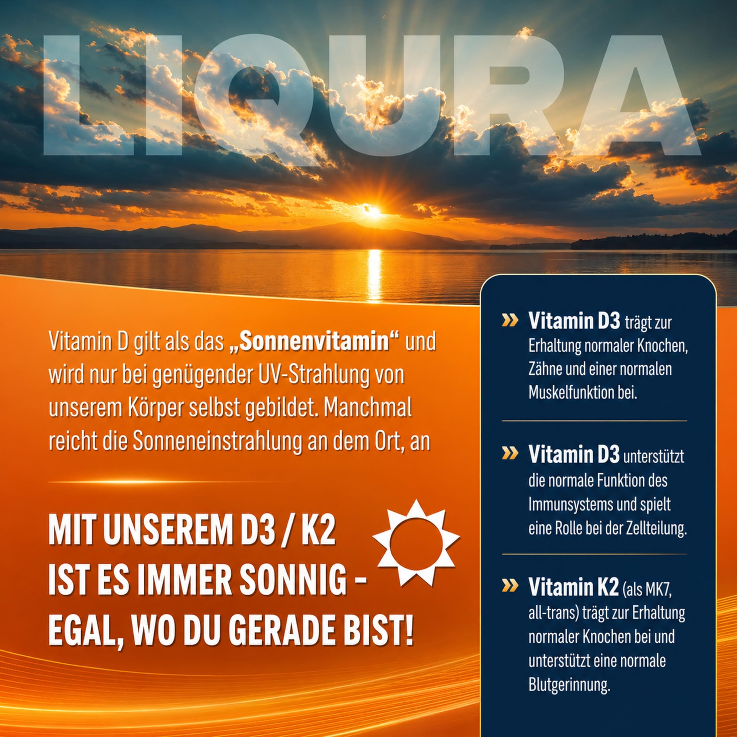 LIQURA Vitamin D3 K2 Spray mit MK7-Depot - hochdosiert (3000 IE) in 2 Sprühstößen - Einfache Dosierung und Alternative zu Vitamin D3 K2 Tropfen oder Kapseln. 125 Sprühstöße, 2 Monate, Vegan 25ml 7