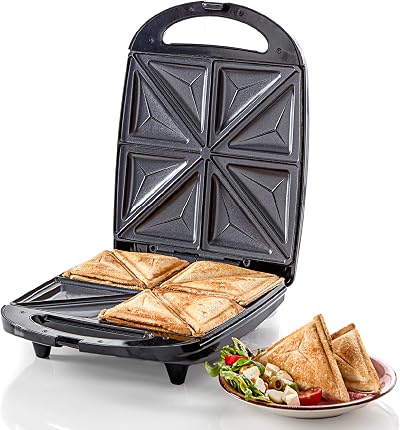 Quest 4 Slice Toastie Maker 1100W Non-Stick Cool Touch Handle Locking Clip