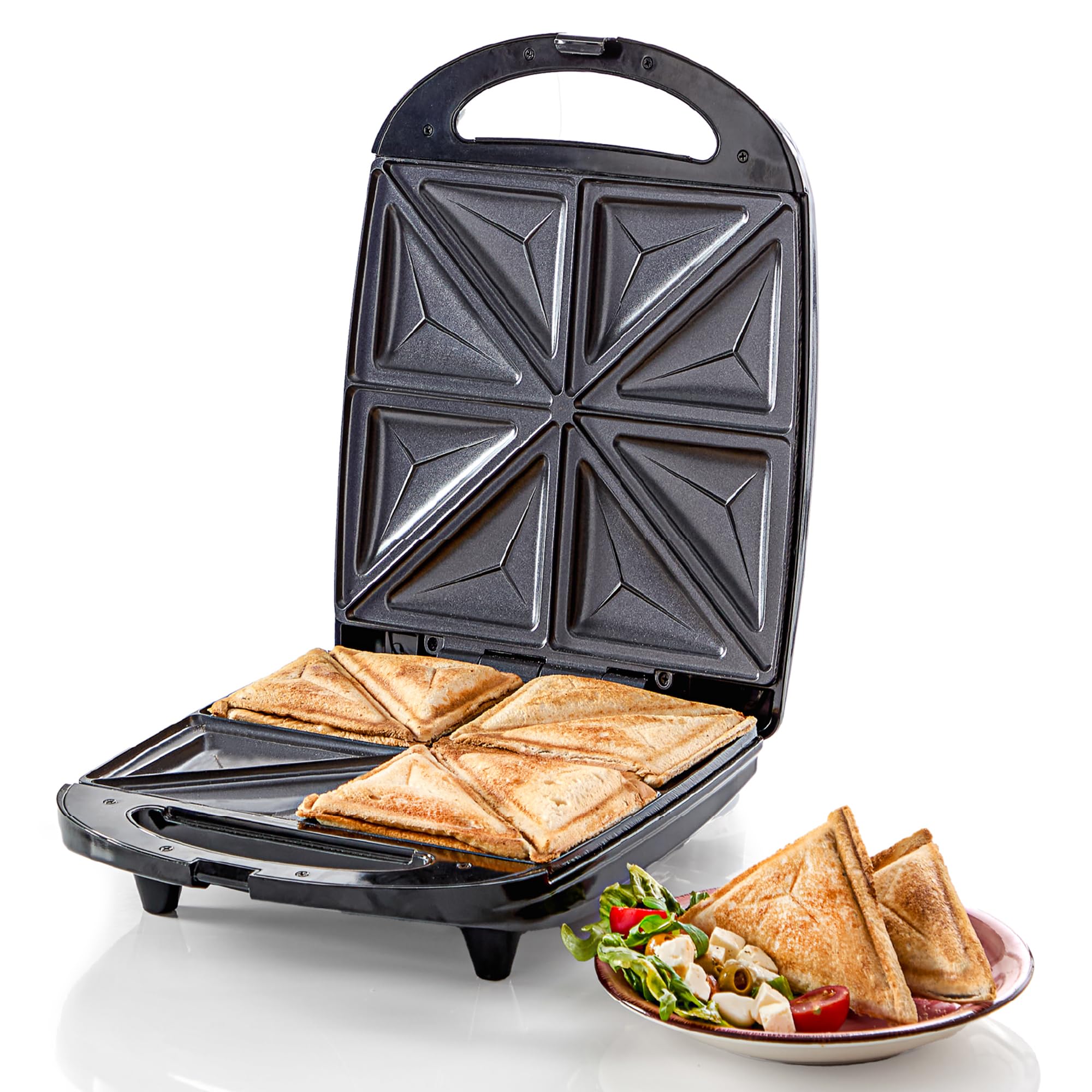 Quest 4 Slice Toastie Maker/Easy Clean Non Stick Sandwich Toaster/Cool Touch Handle with Locking Clip/Ideal for Home & University / 1100W (35990)