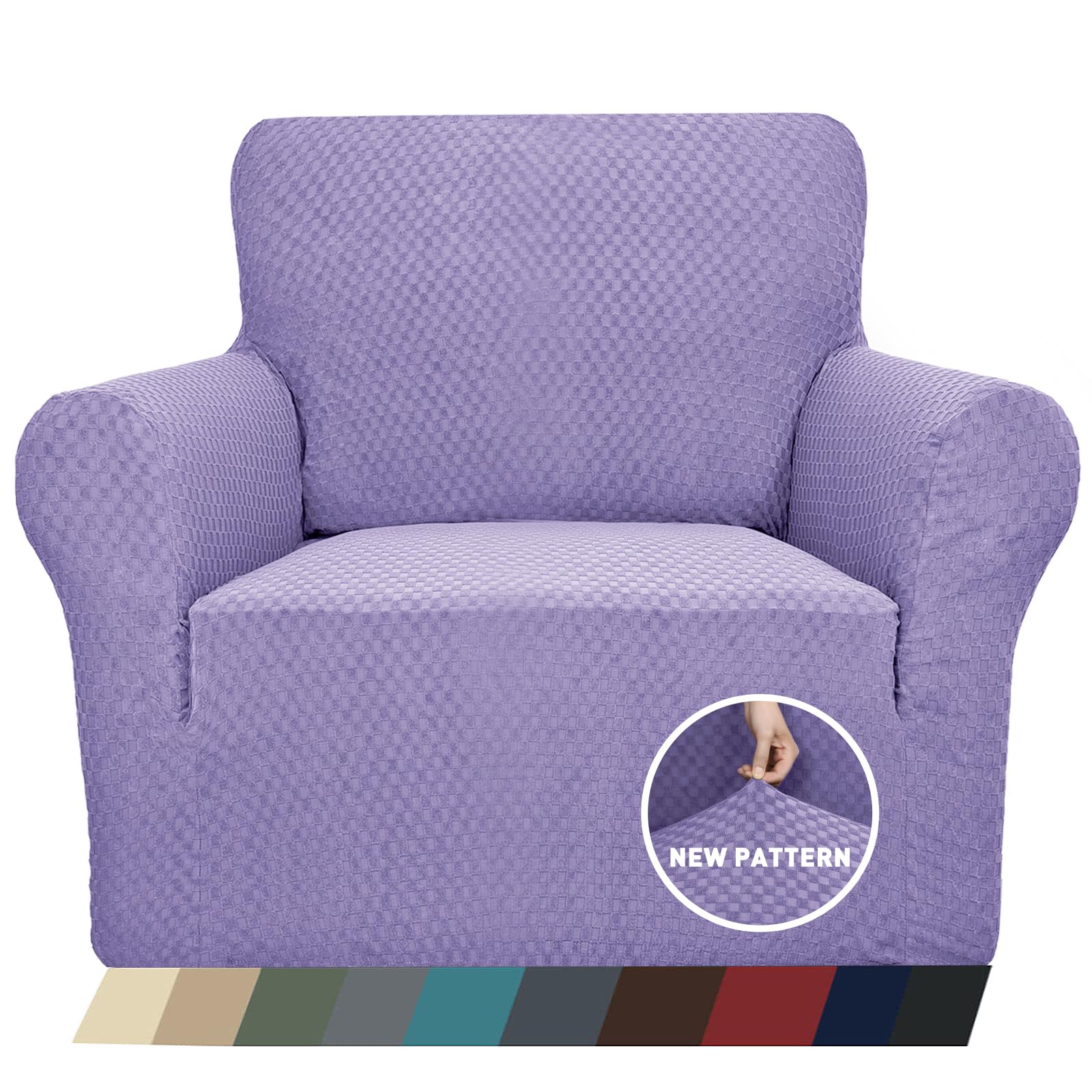 ZNSAYOTX 1 Piece Jacquard Chair Slipcovers for Living Room High Stretch Chair Covers with Arms Anti Slip Pets Friendly Couch Sofa Armchair Cover Furniture Protector (Small, Light Purple)
