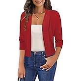 GoMamee Women's 3/4 Sleeve Cropped Cardigan Sweaters Open Front Bolero Short Shrugs S-XL