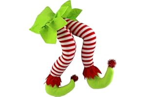WEWILL 20'' Christmas Elf Legs Tree Decorations Stuffed Elf Leg for Xmas Home Party Tree Fireplace Ornaments (Green)