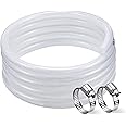 DAVCO 3/4" ID - 25 ft Heavy Duty Braided Clear Plastic Vinyl Tubing, Flexible High Pressure Reinforced PVC Plastic Tube Hose, Non-toxic, BPA Free, with 2 Stainless Clamps