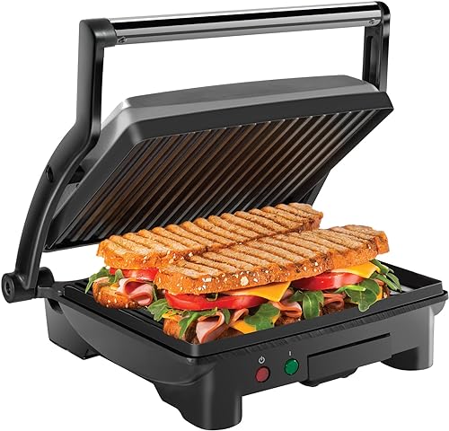 Chefman Panini Press Grill and Gourmet Sandwich Maker Non-Stick Coated Plates