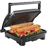 Chefman Panini Press Grill and Gourmet Sandwich Maker Non-Stick Coated Plates, Opens 180 Degrees to Fit Any Type or Size of F