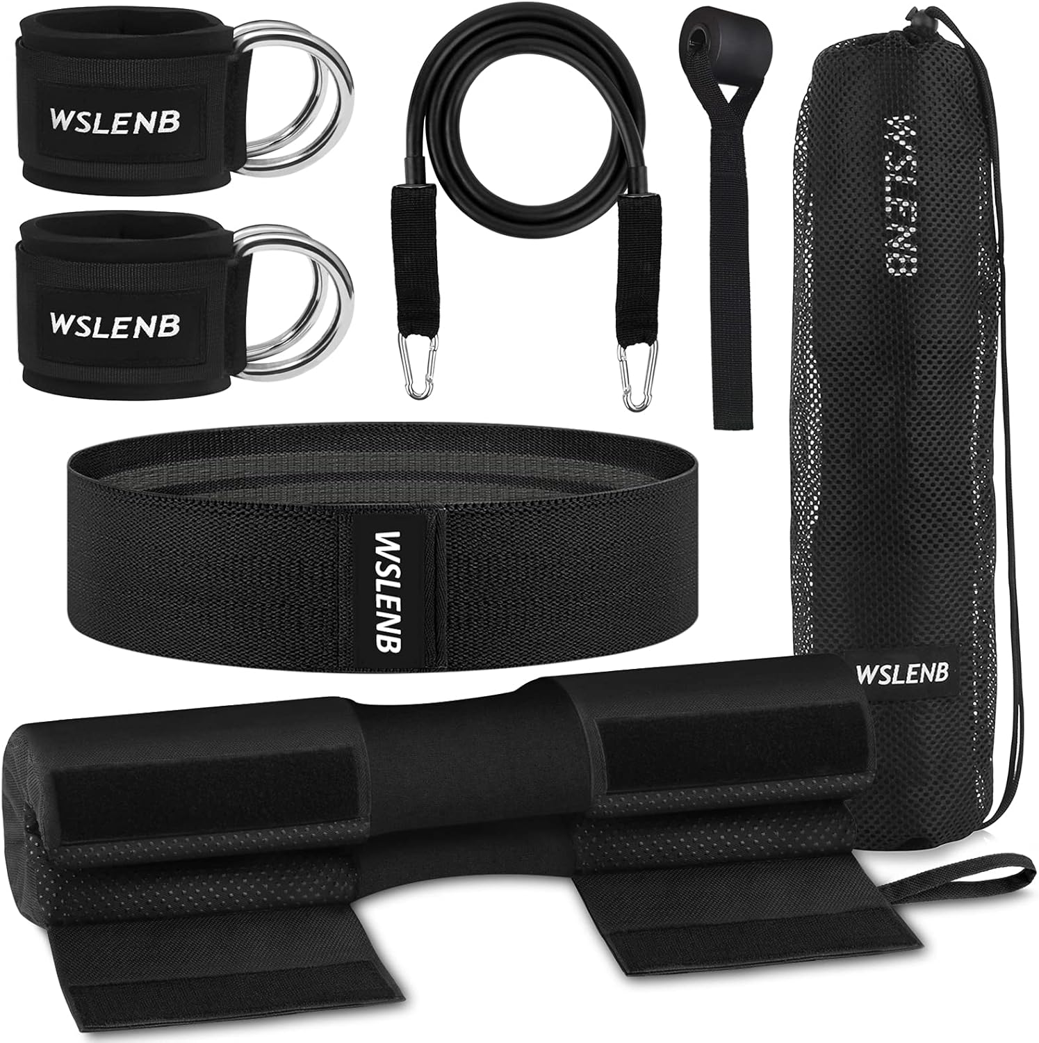 Barbell Pad for Hip Thrusts Resistance Bands Set Workout Equipment for