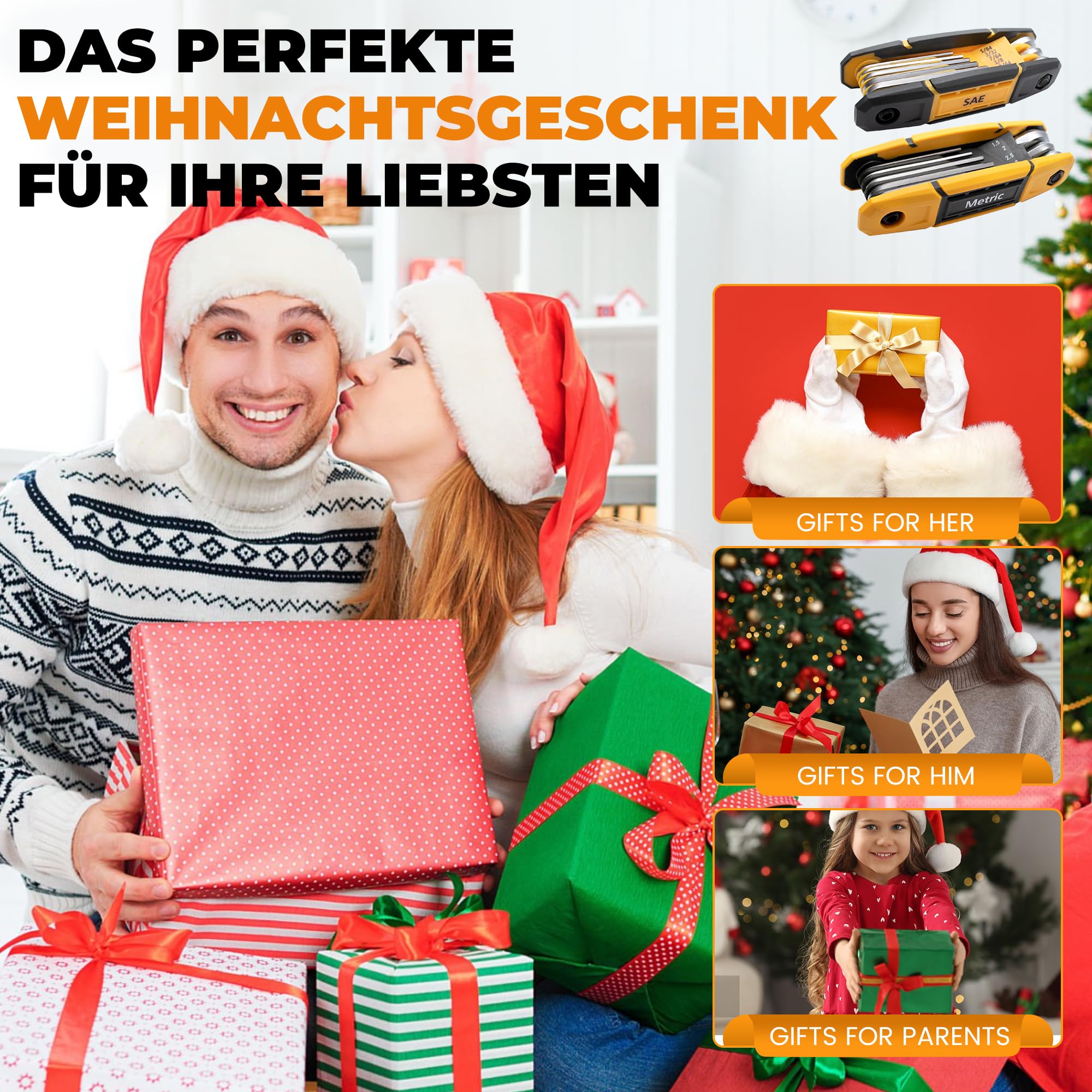 MULWARK 17-teiliges klappbares Inbusschlüssel Satz mit Griff, Metrisch & SAE Standard – 2er-Pack tragbares Innensechskantschlüssel Set, ideal für Fahrrad, Möbelmontage und Heimwerk 3