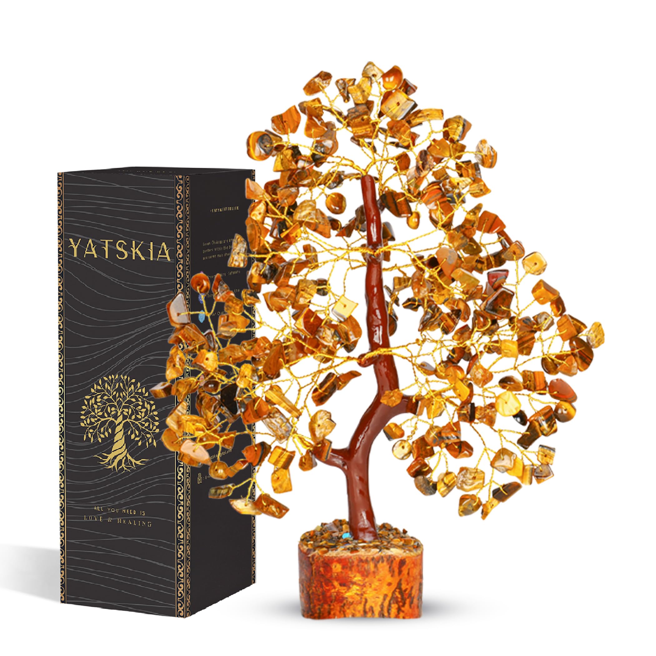 YATSKIA Tiger Eye Crystal Tree - Gemstone Tree of Life - Chakra Gifts - Crystal Décor - Feng Shui Decor - Spiritual Gifts