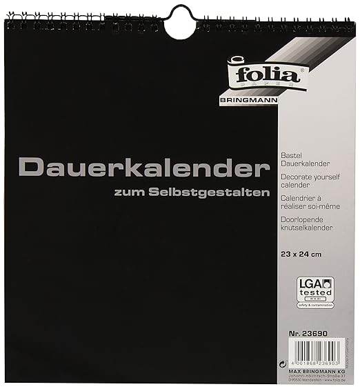 folia Bastel-Dauerkalender/23690 23x24cm schwarz/silber