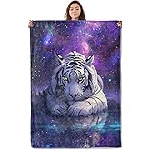 UNDAHIS Galaxy Tiger Blanket, Soft Warm Cozy Majestic White Tigers Throw Blanket Gifts for Adults Kids Women, Lightweight Fuzzy Comfy Flannel Blankets for Couch, Travel, Bed, House Decor 60×50 Inch