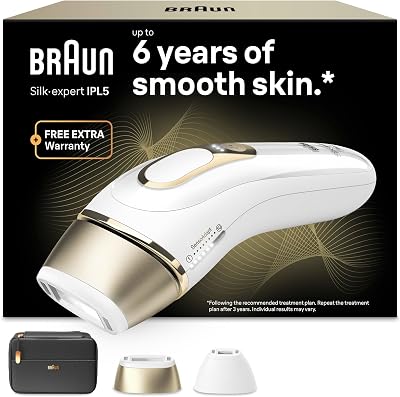 Braun silk-expert pro 5 pl5140 ipl luz pulsada, remoção de pêlos em casa, estojo, 2 cabeças