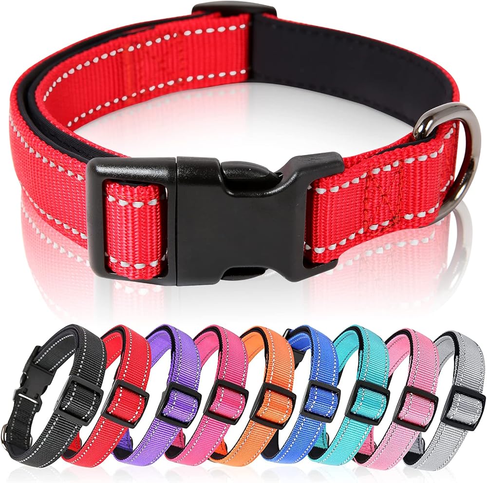 HEELE Reflective Dog Collar Soft Neoprene Padded Adjustable S Red 26-38cm