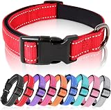 HEELE Reflective Dog Collar Nylon Neoprene Padded M 34-52cm Red