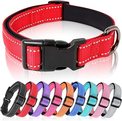 HEELE Reflective Dog Collar Soft Neoprene Padded Adjustable S Red 26-38cm