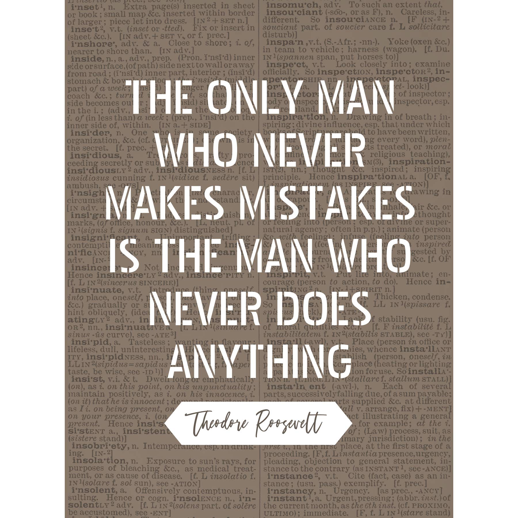 Artery8 Dictionary Quote Roosevelt Mistakes Never Anything Premium Wall Art Canvas Print 18X24 Inch