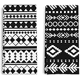 Qpenm Black and White Tribal Aztec Kitchen Dish Towels Set of 2, Ethnic Boho Native American Decorative Hand Towels for Bathroom Kitchen Bath Gym Spa, Aztec Bathroom Decor, 16x24 Inch