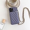 for iPhone 16 Pro Max Case Wallet for Women, Stylish Crossbody Wallet Case with Detachable Chain Strap&Card Slots Holder, Quilted PU Leather Kickstand Phone Cases for iPhone 16 Pro Max, 6.9” Purple