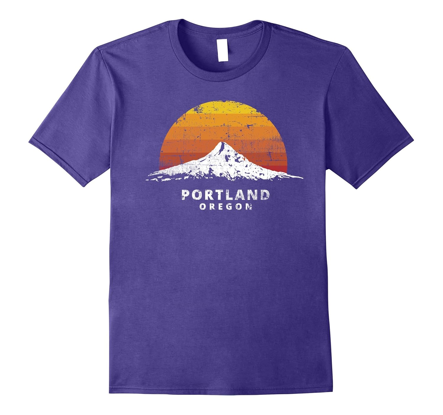 Portland Oregon Mt. Hood Sunset T-Shirt - Distressed Variant-Rose