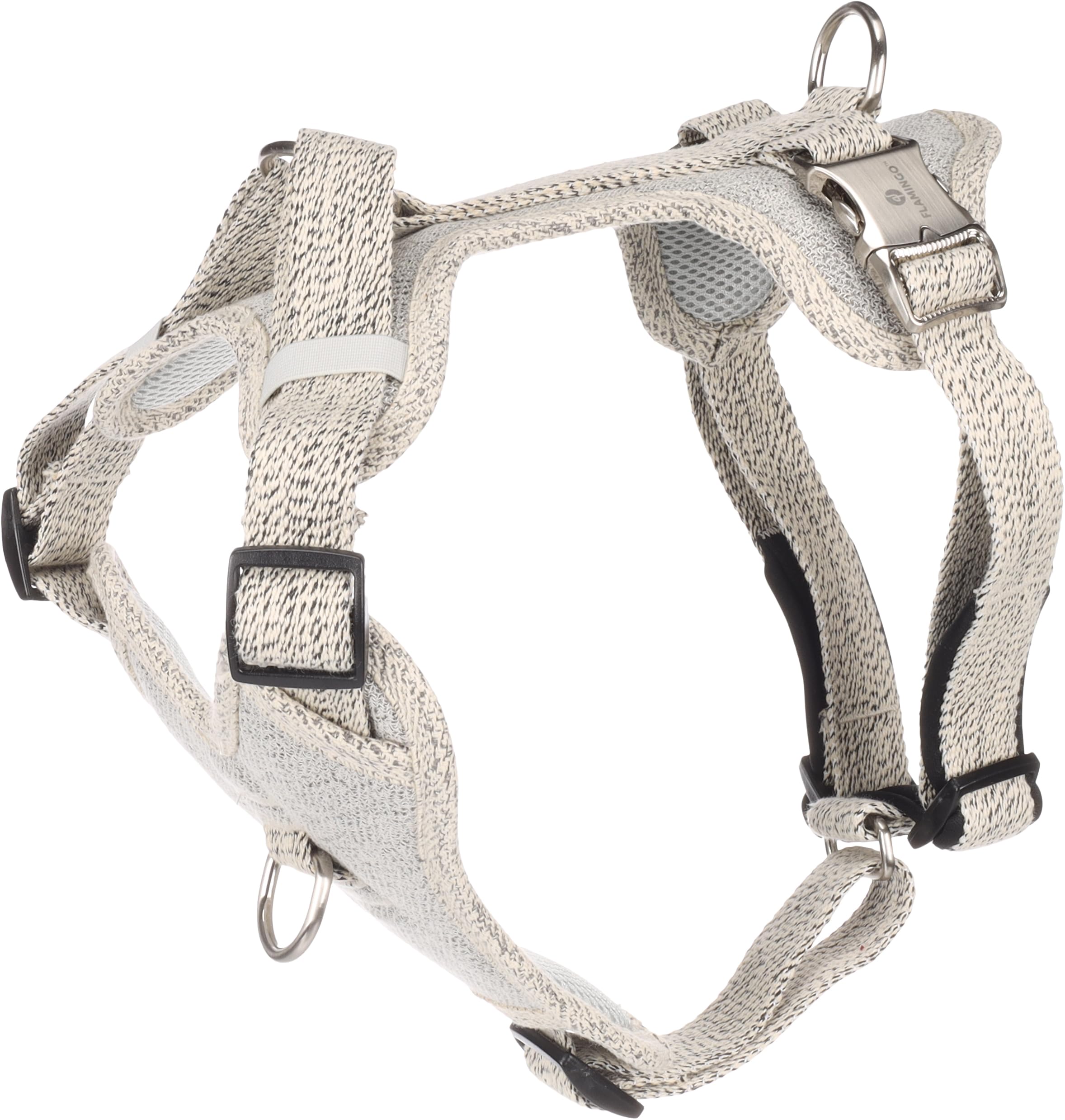 Flamingo Dog Harness Lago White & Black L 45-71cm 50-80cm 25mm