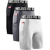 NELEUS Men's 3 Pack Running Compression Shorts with Pockets