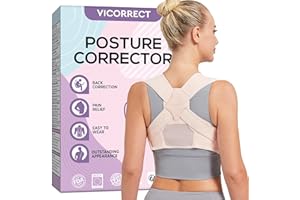 VICORRECT Posture Corrector for Women - Upper Back Brace Adjustable & Breathable for Posture Correction: Neck Shoulder & Upper Back Pain Relief (Large)