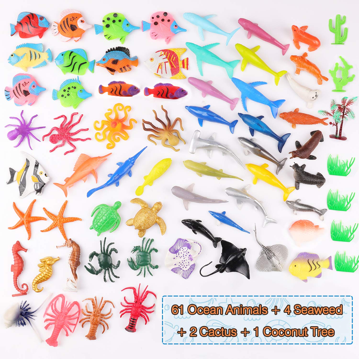 JVIGUE Ocean Sea Animals Figures, 68 Pack Mini Plastic Sea Creature Toy