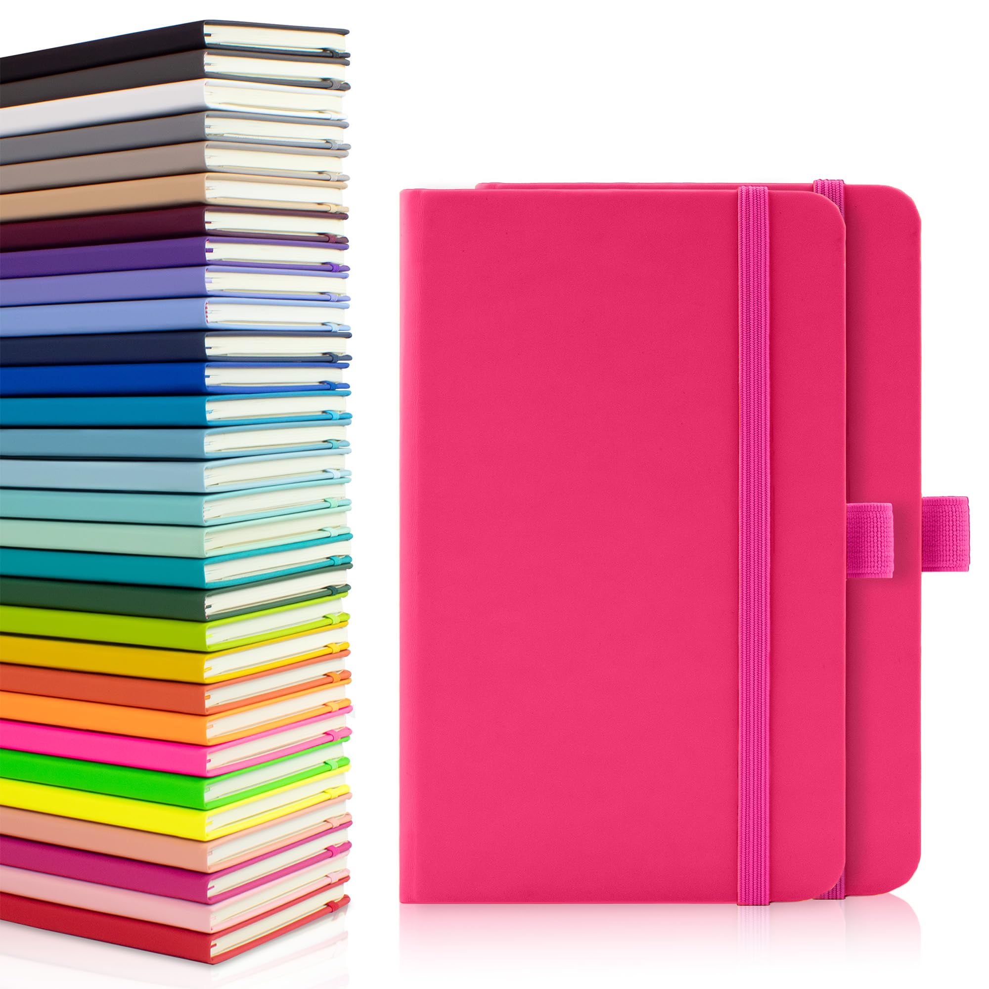 Notes London 2 x A6 Notebooks, Double Pack with Lined Pages, Pen Loop and Expandable Paper Pocket Hardback Medium Journal New Notepad Note Book Notes Diary Pad (Pink) — image 1