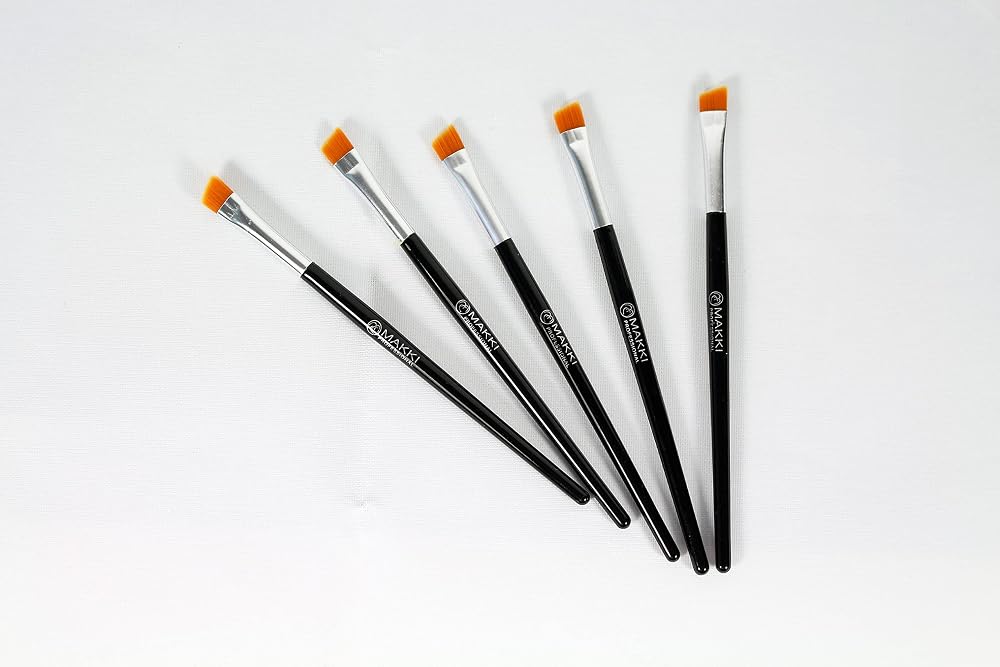 Makki 5pc Slanted Stiff Flexible Tip Brush Applicators Eyelash Eyebrow Tint