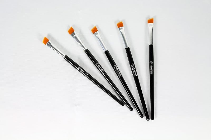 Makki 5pc Slanted Stiff Flexible Tip Brush Applicators Eyelash Eyebrow Tint