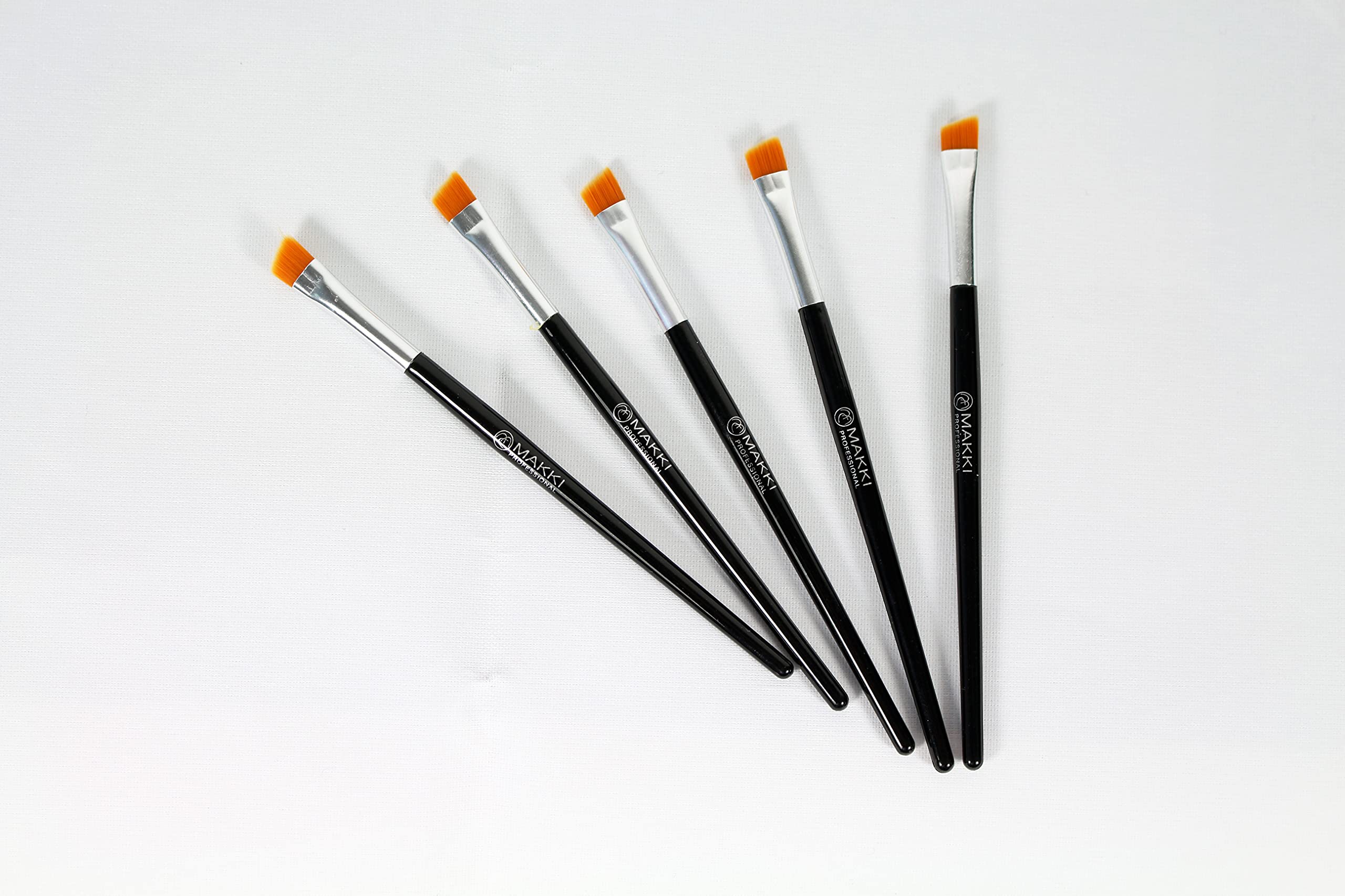 Makki 5 Slanted Stiff but flexible Tip Brush Applicators for Eyelash tint & Eye Brow tinting and lash perm curl