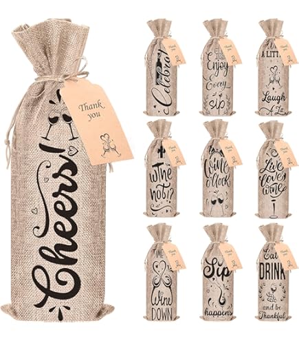 Wine Gift Bags 2 PCS Luxury Wine Bottle Gift Bags, 4"X4"X13.8" Reusable Liquor Bags With Gold Foil Print, Gold Foil Brown Wine Bags For Party Wedding Party Anniversary Champagne Wine Bags With - View #6