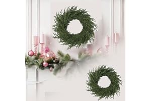 20-Inch Real Touch Norfolk Pine Christmas Wreath for Front Door - Faux Cedar & Eucalyptus Holiday Door Wreath, Green Syntheti
